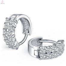 925 Sterling Silber Hoop Double Diamond Ohrringe für Frauen